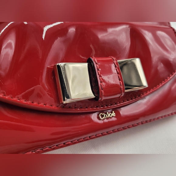 CHLOE Cherry Shiny Red Leather Long Wallet in Excellent Condition! Made in Italy - Picture 3 of 13